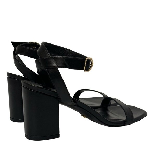 NEW IN BOX Stuart Weitzman Nearlybare Black Sandals Smooth Calf Leather Size 8 - Picture 6 of 14
